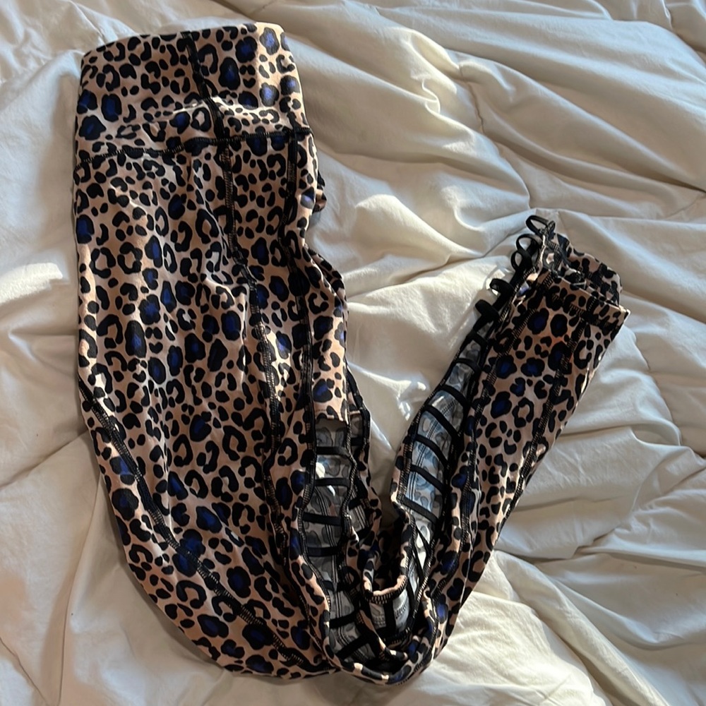 Leopard Print Women's Pants with Black Accents